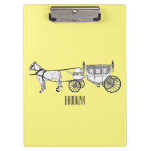 Carpeta De Pinza ilustracion personalizado de caballos y carruajes 