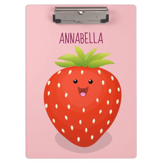 Carpeta De Pinza Ilustracion personalizado de fresa cute kawaii (Anverso)