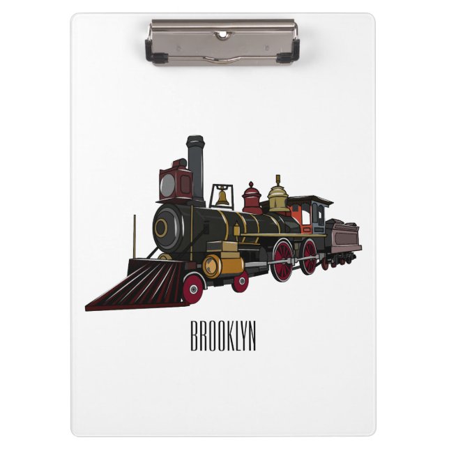 Carpeta De Pinza Ilustracion personalizado de locomotora de vapor (Anverso)