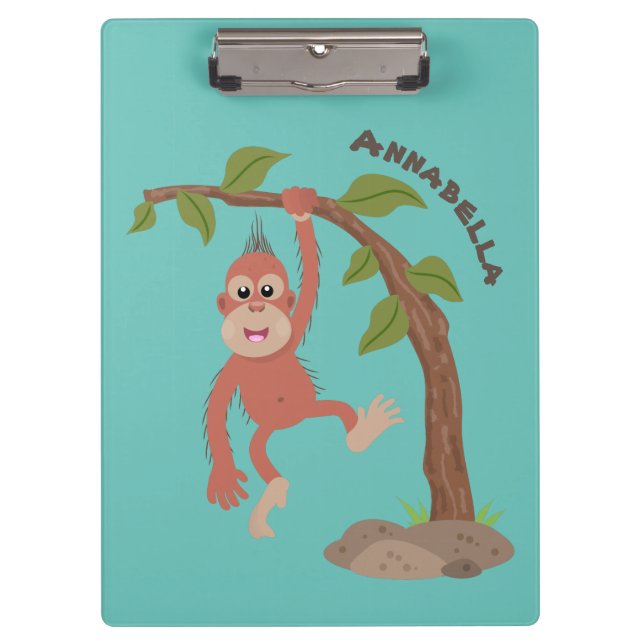 Carpeta De Pinza Ilustracion personalizado de orangután bebé feliz (Anverso)
