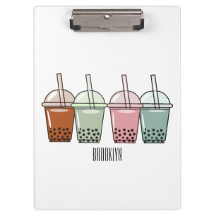 Carpeta De Pinza Ilustracion personalizado de té de burbujas
