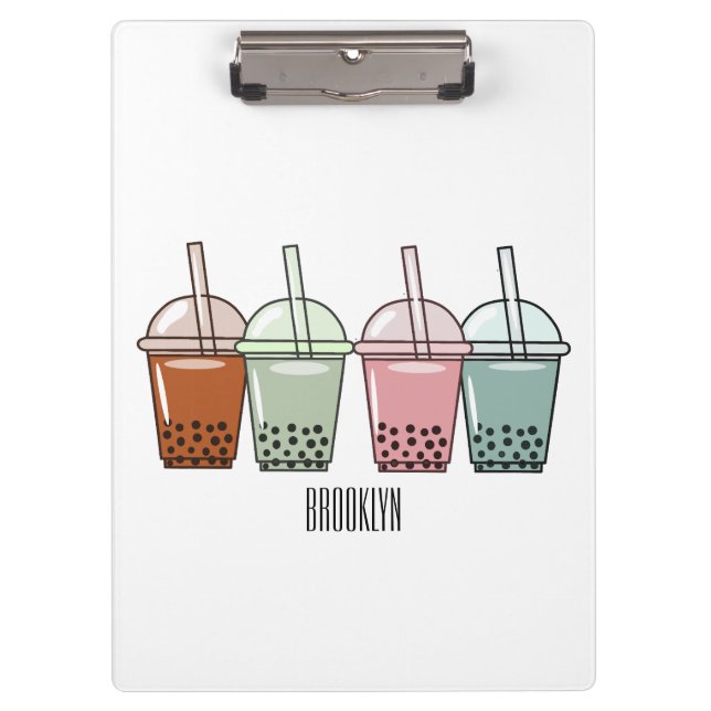 Carpeta De Pinza Ilustracion personalizado de té de burbujas (Anverso)