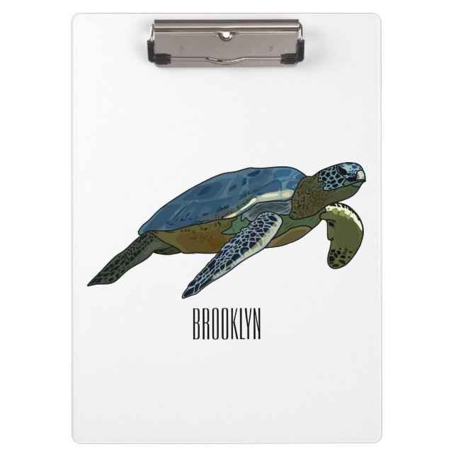 Carpeta De Pinza Ilustracion personalizado de tortugas marinas (Anverso)