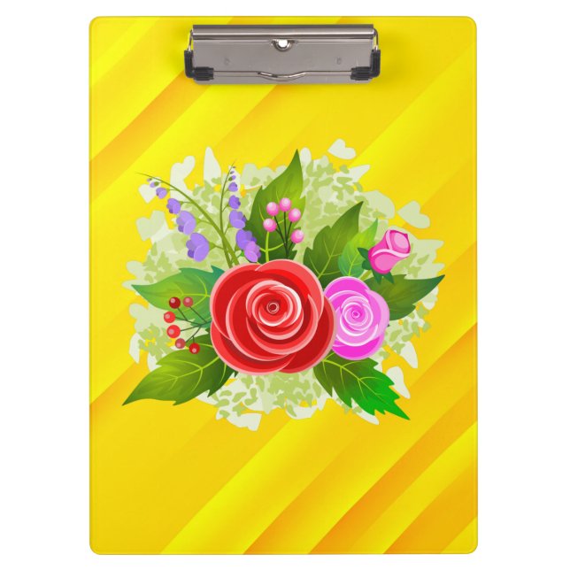 Carpeta De Pinza Ilustracion Rosa Flores (Anverso)