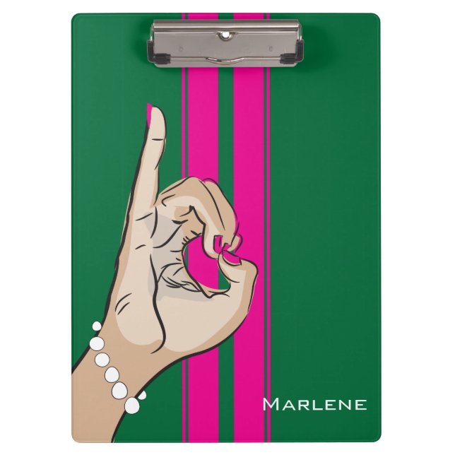 Carpeta De Pinza Ilustracion rosado y verde lindo (Anverso)