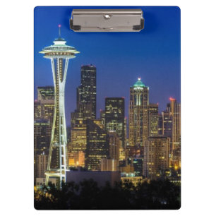 Carpeta De Pinza Imagen del horizonte de Seattle en horas de mañan