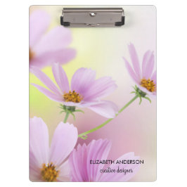Carpeta De Pinza Imagen personalizada y acuarela de flor rosa