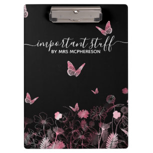 Carpeta De Pinza Importante material Campo de flores con mariposas
