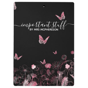Carpeta De Pinza Importante material Campo de flores con mariposas
