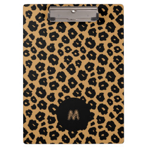 Carpeta De Pinza IMPRESIÓN ANIMAL salvaje Leopardo + Monograma