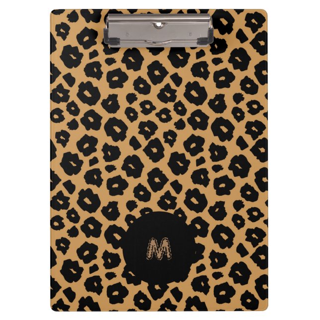 Carpeta De Pinza IMPRESIÓN ANIMAL salvaje Leopardo + Monograma (Anverso)