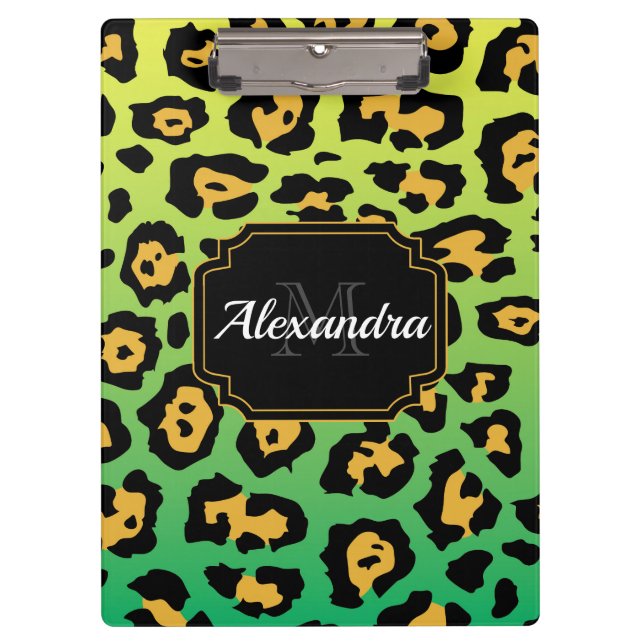Carpeta De Pinza Impresión colorida de leopardo (Anverso)