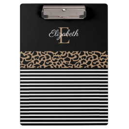 Carpeta De Pinza Impresión de animales de leopardo negro en monogra