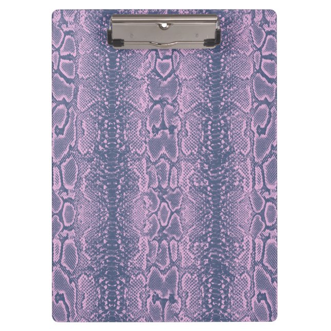 Carpeta De Pinza Impresión de animales de piel de serpiente rosa (Anverso)