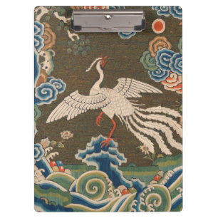 Carpeta De Pinza Impresión de bordado de seda de pájaro blanco chin