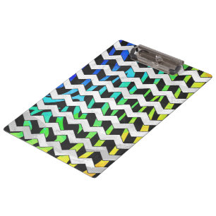 Carpeta De Pinza Impresión de cebra chevron negro y arcoiris