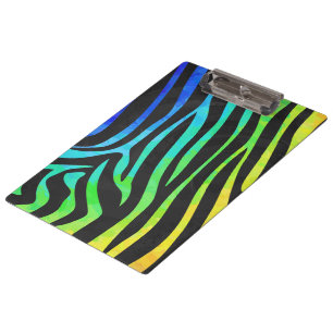 Carpeta De Pinza Impresión de cebra negra y arco iris