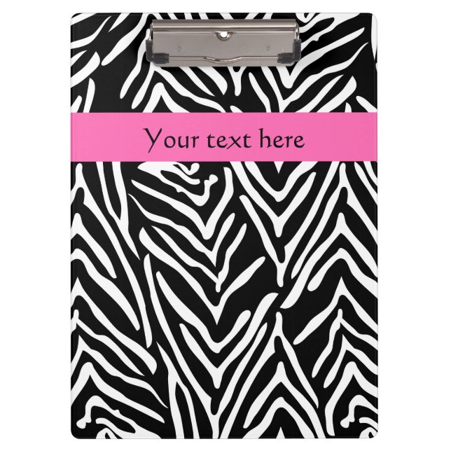 Carpeta De Pinza Impresión de cebra rosa negro, blanco y caliente (Anverso)