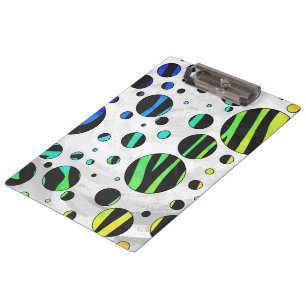 Carpeta De Pinza Impresión de dot negro y arcoiris de cebra Polka