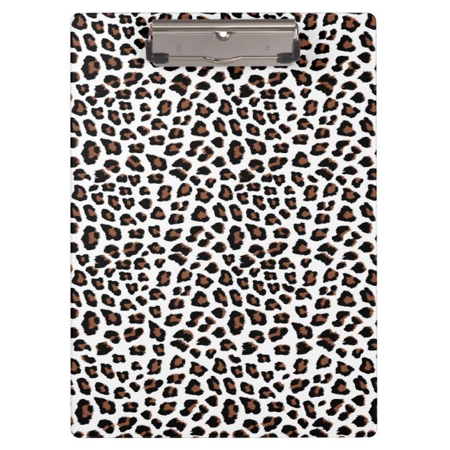 Carpeta De Pinza Impresión de leopardo blanco (Anverso)