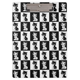 Carpeta De Pinza Impresión de monograma de gato blanco negro