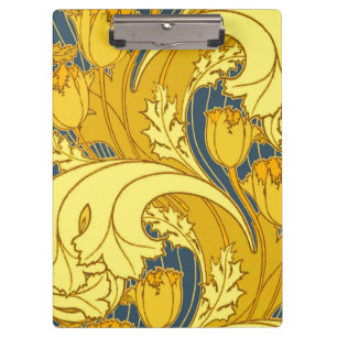 Carpeta De Pinza Impresión de patrón de tulipán: Arte Nouveau azul 