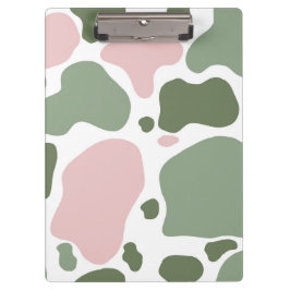 Carpeta De Pinza Impresión de vaca juguetona rosa y verde sabio