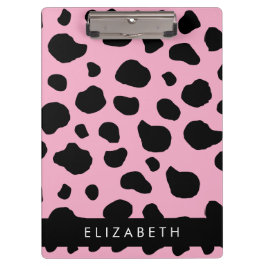 Carpeta De Pinza Impresión de vaca, puntos de vaca, vaca rosa, nomb