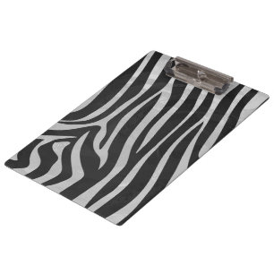 Carpeta De Pinza Impresión de zebra negra y gris claro