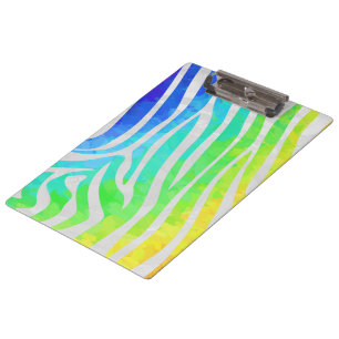 Carpeta De Pinza Impresión en blanco y arco iris monograma de cebra