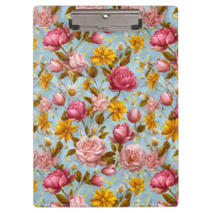 Carpeta De Pinza Impresión floral de estilo antiguo