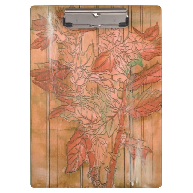 Carpeta De Pinza Impresión floral Naranja moderna sobre fondo desnu (Anverso)