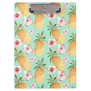 Carpeta De Pinza Impresión tropical retro sobre fondo de menta