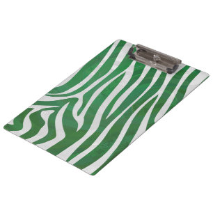 Carpeta De Pinza Impresión verde y blanca en monograma cebra