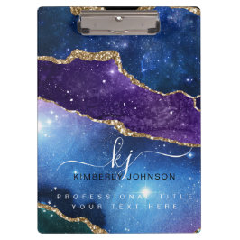 Carpeta De Pinza Impresionante Agate Gold Purpurina Planner