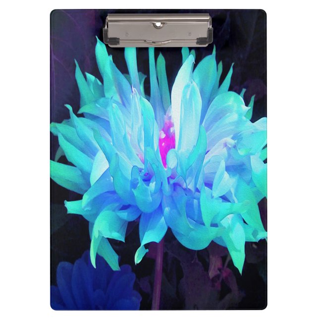Carpeta De Pinza Impresionante Aqua Cactus Azul y Verde Dahlia (Anverso)