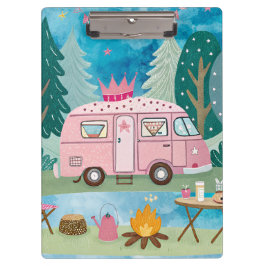 Carpeta De Pinza Impresionante escena de Van Camping de Camper Rosa
