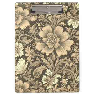 Carpeta De Pinza Impresionante patrón floral sepia vintage