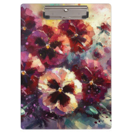Carpeta De Pinza Impresionante pintura con flores de Maroon Pansies
