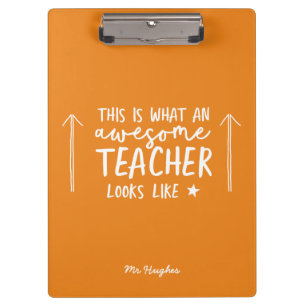 Carpeta De Pinza Impresionante profesor naranja de tipografía moder