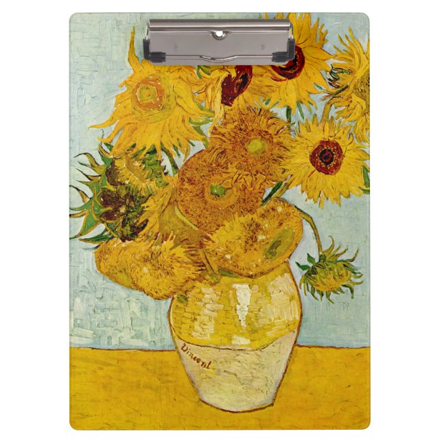Carpeta De Pinza Impresionista de Vincent Van Gogh 12 Sunflowers (Anverso)