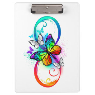 Carpeta De Pinza Infinidad brillante con la mariposa arcoiris