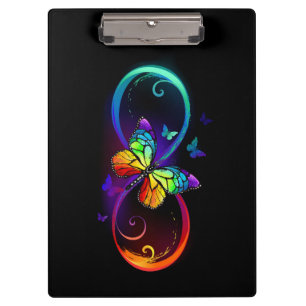 Carpeta De Pinza Infinidad vibrante con mariposa arco iris sobre ne