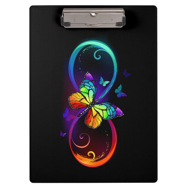 Carpeta De Pinza Infinidad vibrante con mariposa arco iris sobre ne (Anverso)