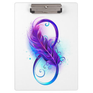 Carpeta De Pinza Infinito con pluma púrpura