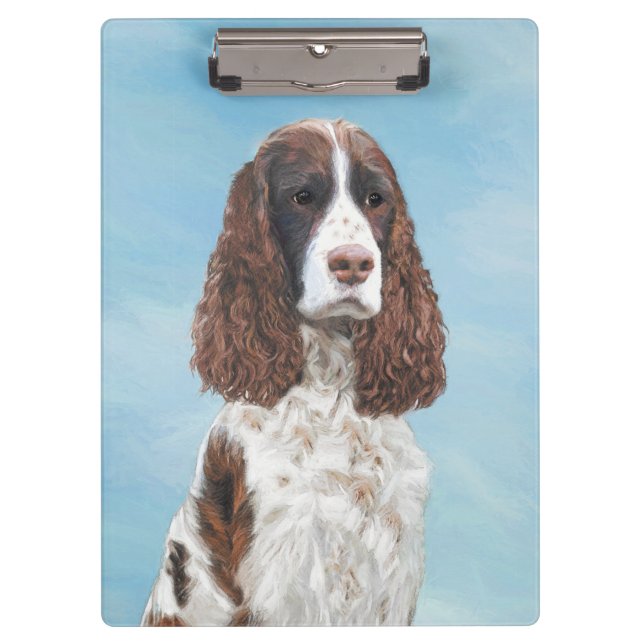 Carpeta De Pinza Inglés Springer Spaniel Pintura Original Perro Art (Anverso)