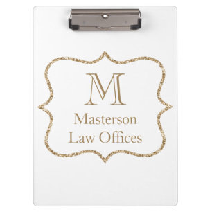 Carpeta De Pinza Inicial de Monograma de Oro Nombre Oro Blanco de M