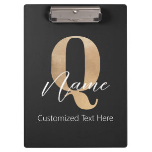 Carpeta De Pinza Inicial Q y nombre personalizados con monograma mo
