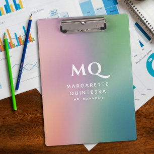 Carpeta De Pinza Iniciales de monograma blanco y pastel colorido mo