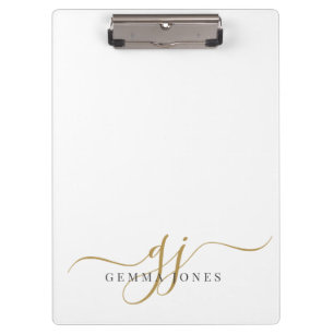 Carpeta De Pinza Iniciales de Monograma Dorado con Elegante Letra d